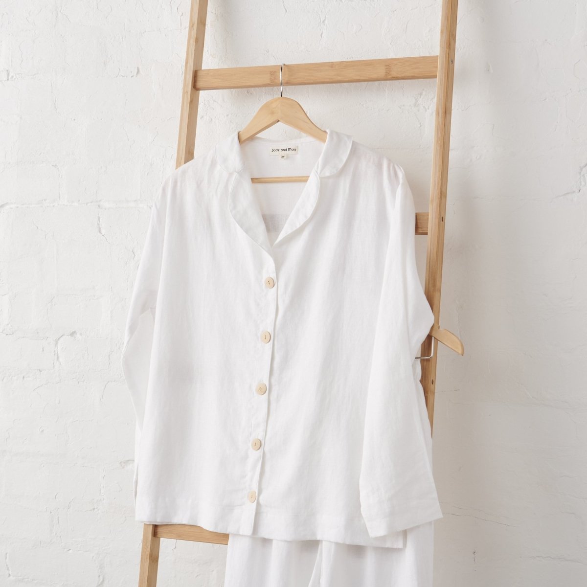 White Linen Pyjamas - Classic PJ Set-4