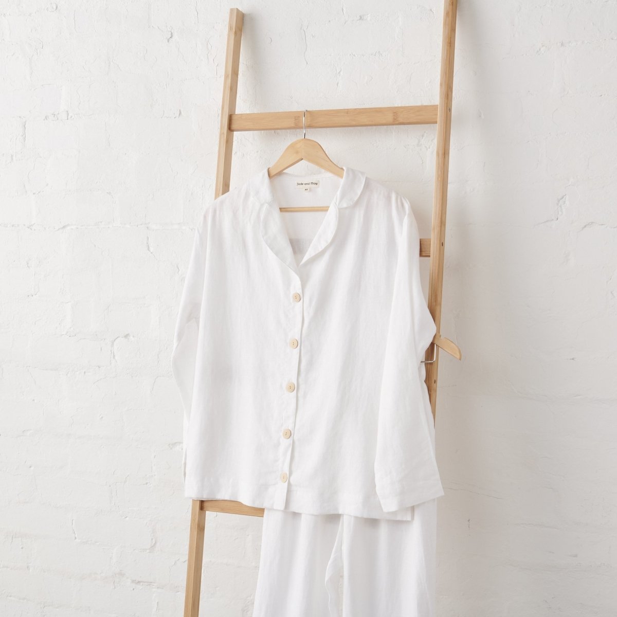 White Linen Pyjamas - Classic PJ Set-3